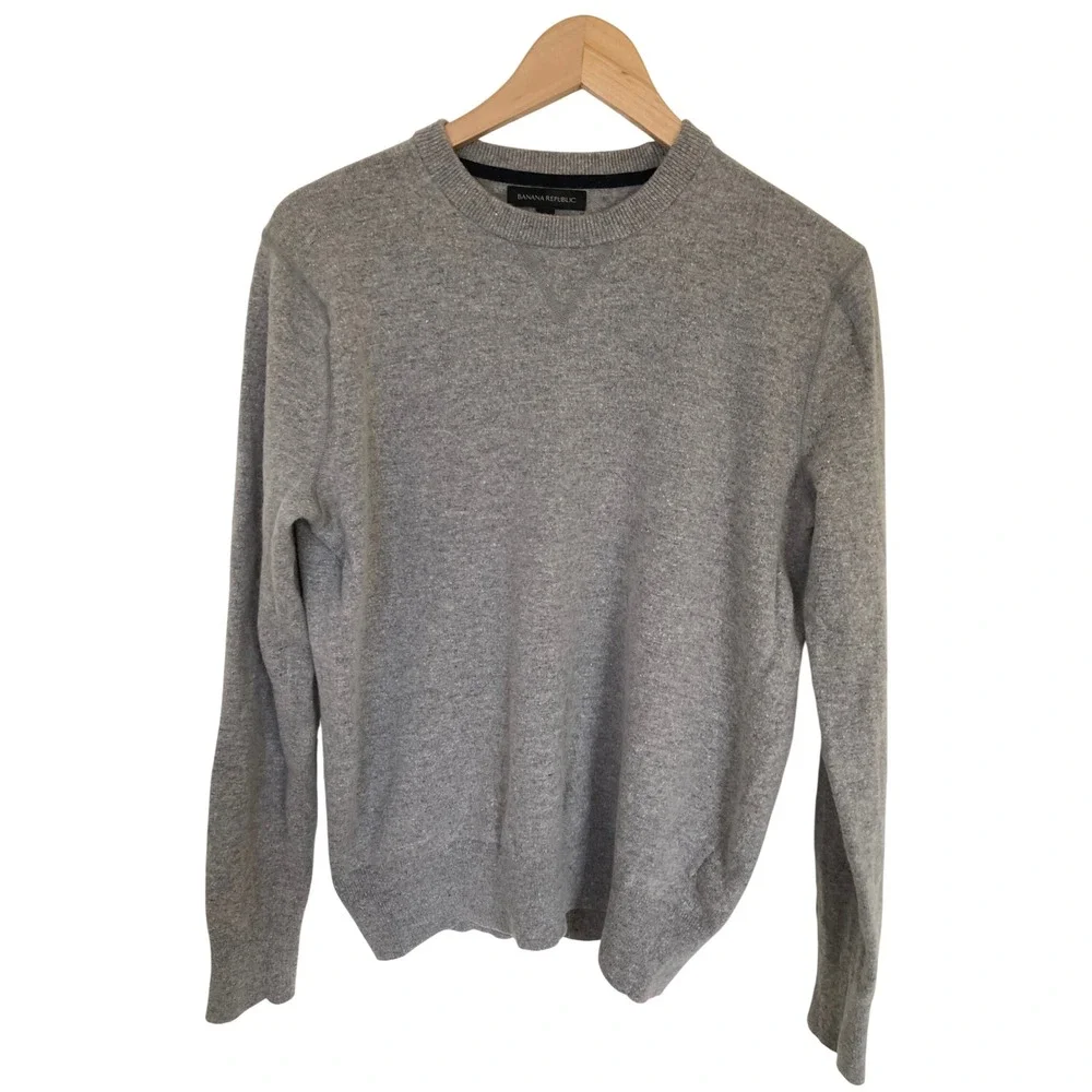 Banana Republic Mens Grey Wool Silk Blend Crewneck Sweater Small Pullover